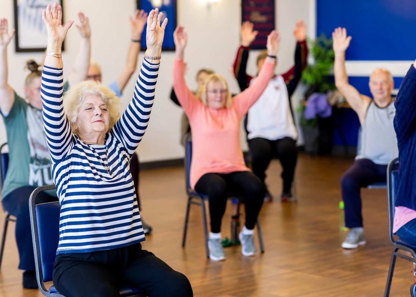 Seniors exercise class